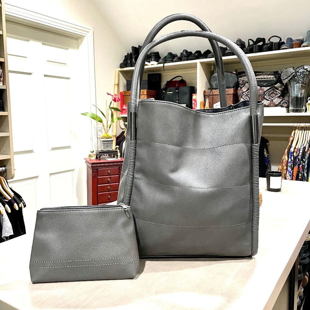 Large Grey Tote and Matching pouch
